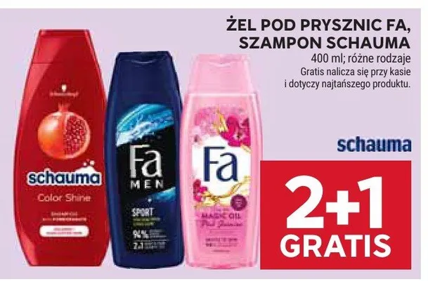 Żel pod prysznic Fa, szampon Schauma promocja w Stokrotka
