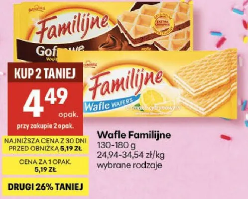 Wafle Familijne wybrane rodzaje promocja w Delikatesy Centrum