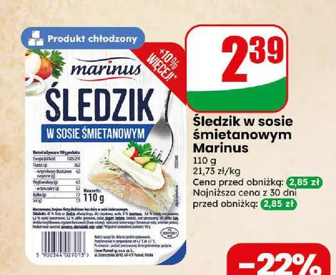 Śledź w sosie śmietankowym Marinus promocja w Dino