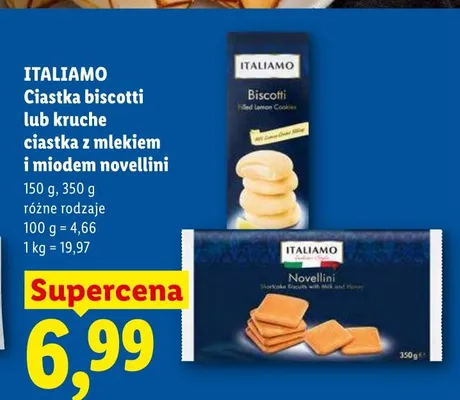 Kruche ciastka z mlekiem i miodem novellini Italiamo promocja w Lidl
