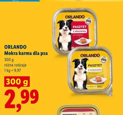 Mokra karma dla psa Orlando Pasztet z wołowiną promocja w Lidl