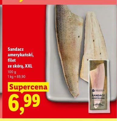 Sandacz amerykański filet ze skórą XXL Seamor promocja w Lidl