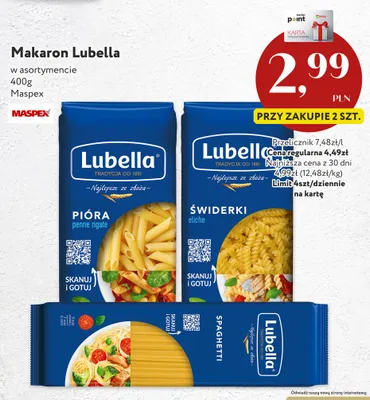 Makaron Lubella Pióra penne rigate promocja w Market Point
