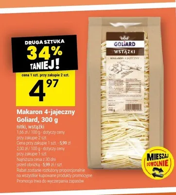 Makaron 4-jajeczny Goliard nitki promocja w Twój Market