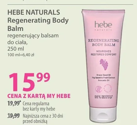 Balsam do ciała HEBE NATURALS Regenerating Body Balm regenerujący balsam do ciała promocja w Hebe