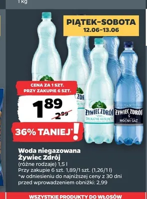 Woda niegazowana Żywiec Zdrój promocja w Netto