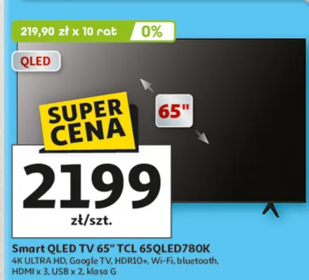 Smart QLED TV 65" TCL 65QLED780K promocja w Auchan