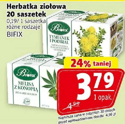 Herbatka ziołowa 20 saszetek promocja w Prim Market