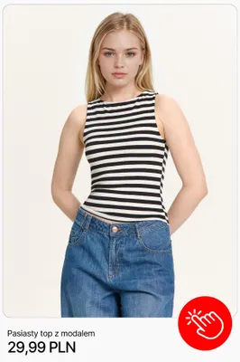 Pasiasty top z modalem Cropp promocja w Cropp