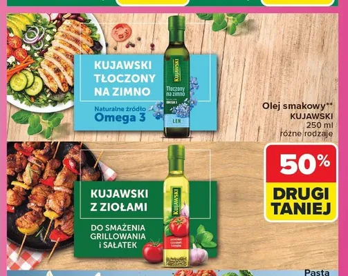 Olej rzepakowy Kujawski tłoczony na zimno promocja w Carrefour
