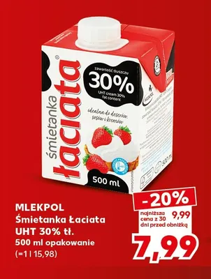 Śmietanka Łaciata UHT 30% promocja w Kaufland