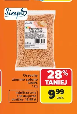 Orzechy ziemne prażone solone Simply promocja w Carrefour