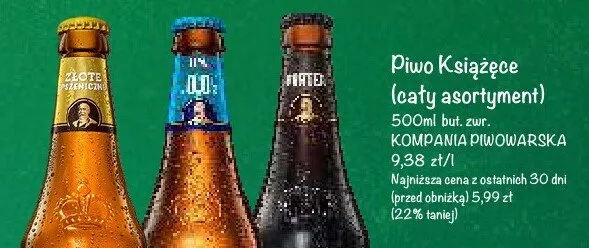 Piwo Książęce (cały asortyment) promocja w Arhelan