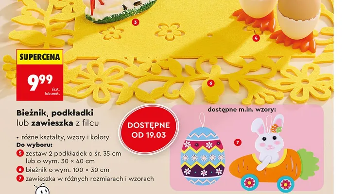 Bieżnik, podkładki lub zawieszka z filcu, różne rodzaje promocja w Biedronka