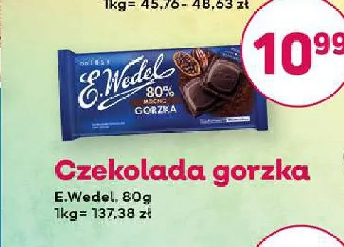 Czekolada gorzka E.Wedel 80% mocno promocja w Bliski