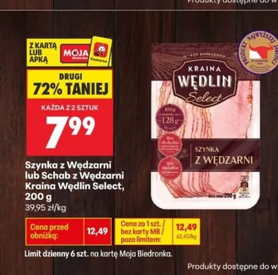 Schab z Wędzarni Kraina Wędlin Select promocja w Biedronka