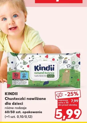 Chusteczki nawilżane dla dzieci Kindii Natural Balance promocja w Kaufland