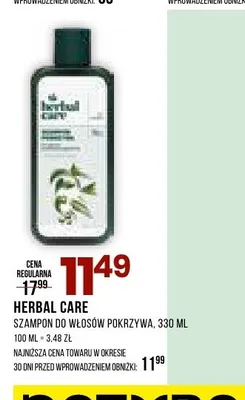 Szampon do włosów Herbal Care pokrzywa promocja w Drogerie Natura