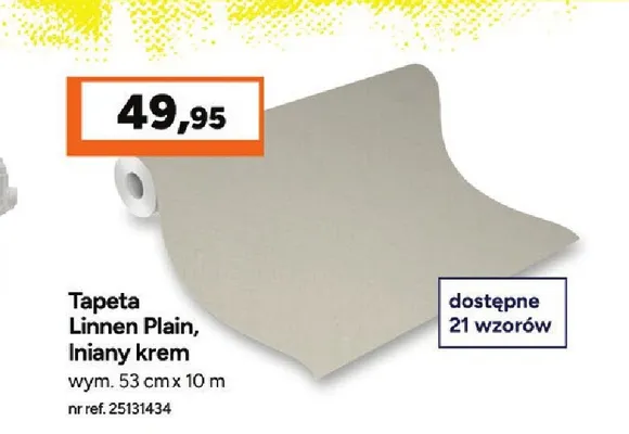 Tapeta Linnen Plain lniany krem promocja w Bricoman