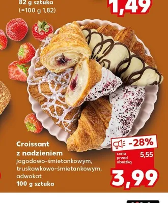 Croissant z nadzieniem truskawkowo-śmietankowym promocja w Kaufland