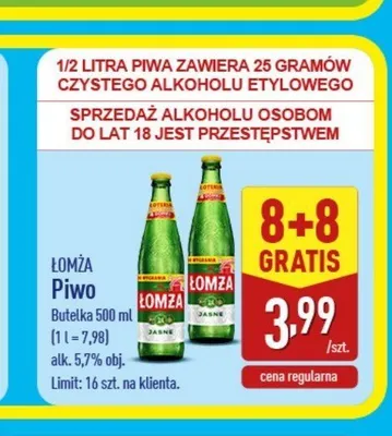 Piwo Łomża Jasne promocja w Aldi