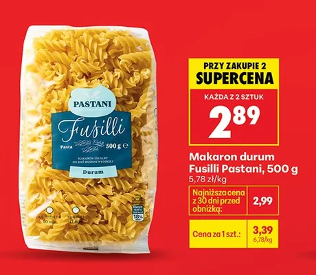Makaron durum fusilli promocja w Biedronka