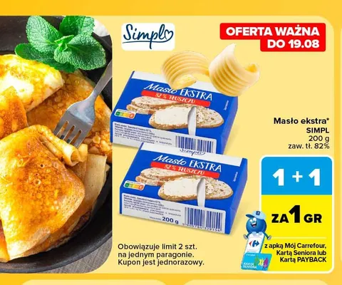 Masło ekstra Simpl promocja w Carrefour