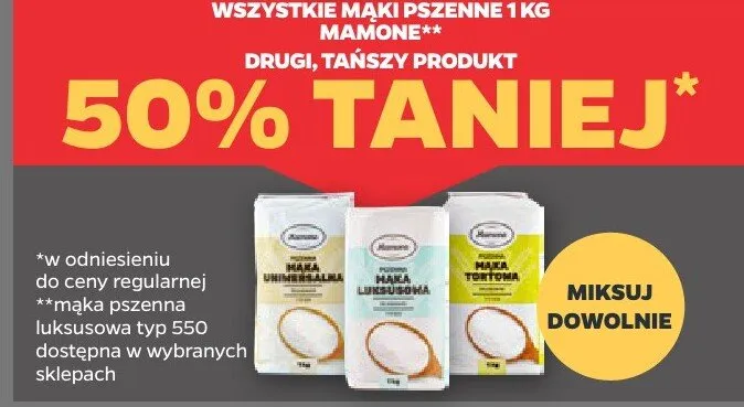 Mąka pszenna Mamone luksusowa typ 550 promocja w Netto