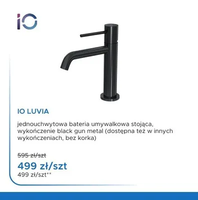 Bateria umywalkowa stojąca IO Luvia black gun metal promocja w Blu Salony Łazienek