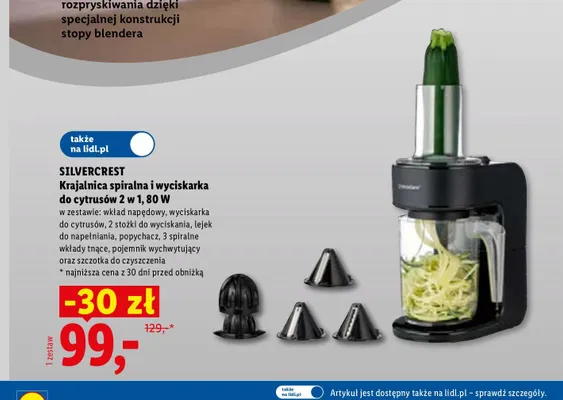 Krajalnica spiralna i wyciskarka do cytrusów 2 w 1 Silvercrest promocja w Lidl