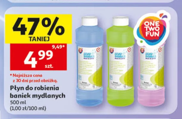 Płyn do robienia baniek mydlanych ONE TWO FUN promocja w Auchan