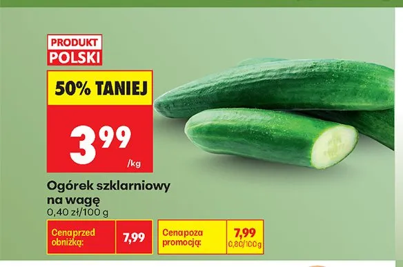 Ogórek szklarniowy promocja w Biedronka