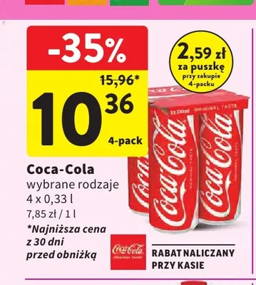 Napój gazowany Coca-Cola 4-pak promocja w Intermarche