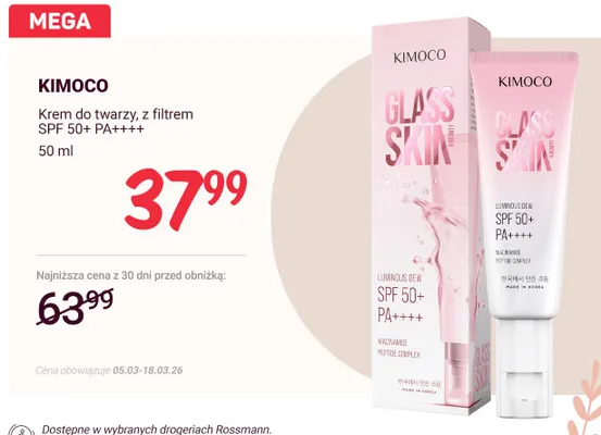 Krem do twarzy, z filtrem SPF 50+ PA++++ promocja w Rossmann