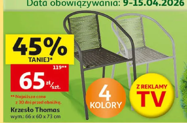 Krzesło ogrodowe Thomas promocja w Auchan