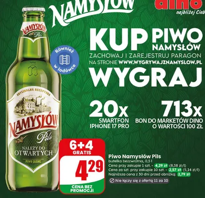 Piwo Namysłów Pils promocja w Dino