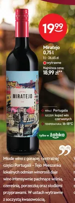 Wino czerwone wytrawne Miratejo promocja w Żabka