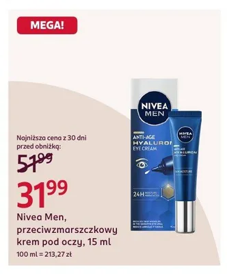 Przeciwzmarszczkowy krem pod oczy Nivea Men promocja w Rossmann