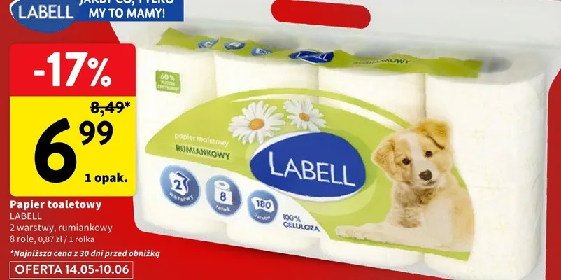 Papier toaletowy Labell 2 warstwy rumiankowy promocja w Intermarche