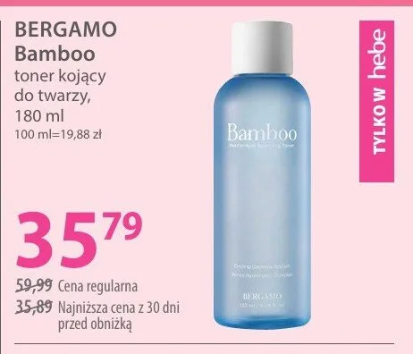 Toner kojący do twarzy BERGAMO Bamboo promocja w Hebe