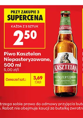 Piwo Kasztelan Niepasteryzowane promocja w Biedronka