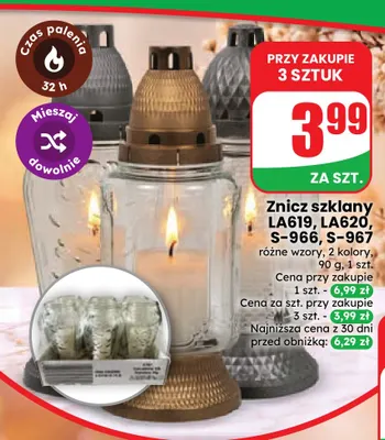 Znicz szklany LA619 promocja w Dino