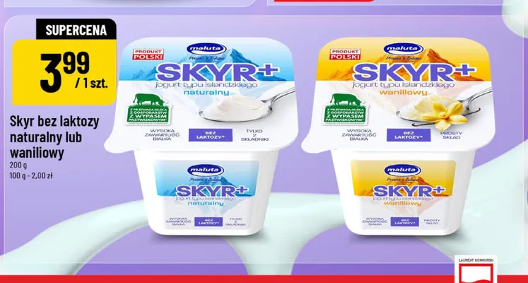 Skyr bez laktozy waniliowy Maluta promocja w POLOmarket