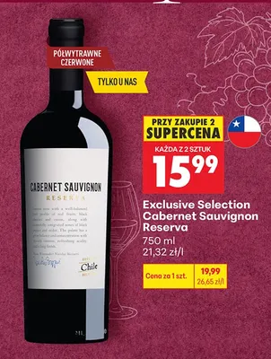 Wino czerwone Exclusive Selection Cabernet Sauvignon Reserva promocja w Biedronka