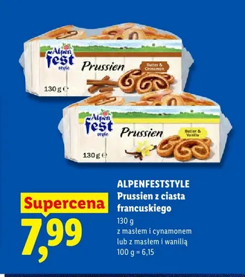 Prussien z ciasta francuskiego z masłem i wanilią Alpenfest Style promocja w Lidl