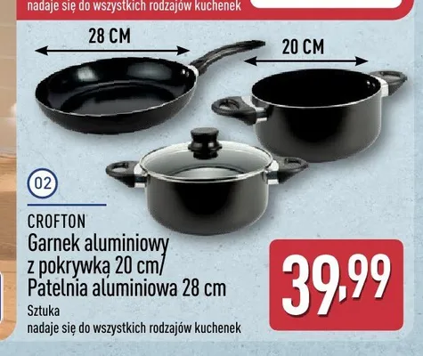 Garnek aluminiowy z pokrywką 20 cm Crofton promocja w Aldi