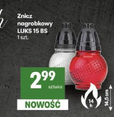 Znicz nagrobkowy Luks 15 Bs promocja w Delikatesy Centrum