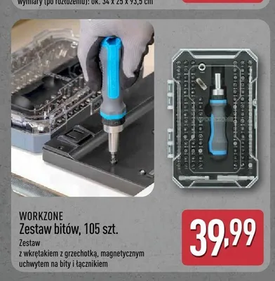 Zestaw bitów WORKZONE 105 szt. promocja w Aldi