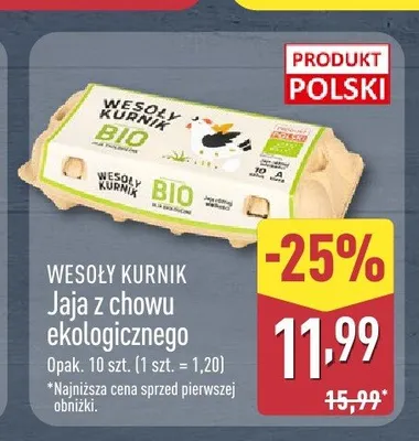 Jaja z chowu ekologicznego Wesoły Kurnik promocja w Aldi
