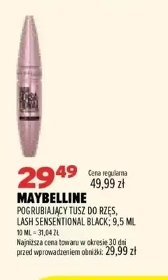 Pogrubiający tusz do rzęs Lash Sensational Black Maybelline promocja w Drogerie Natura